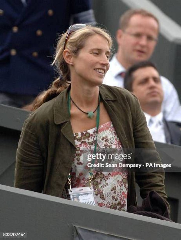 Lucy Henman, wife of Great Britain's Tim Henman, watches his match